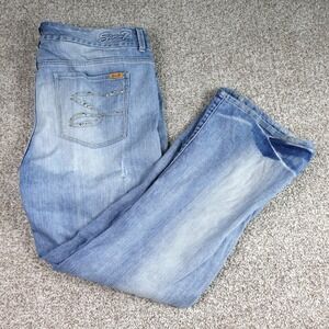 Seven7 Luxe Womens Jeans Size 22 Flare Distressed Light Wash Denim